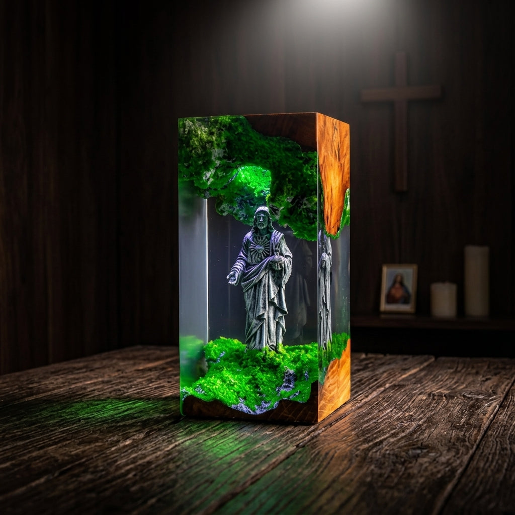 EthanArts -  Sacred Heart Moss Lamp